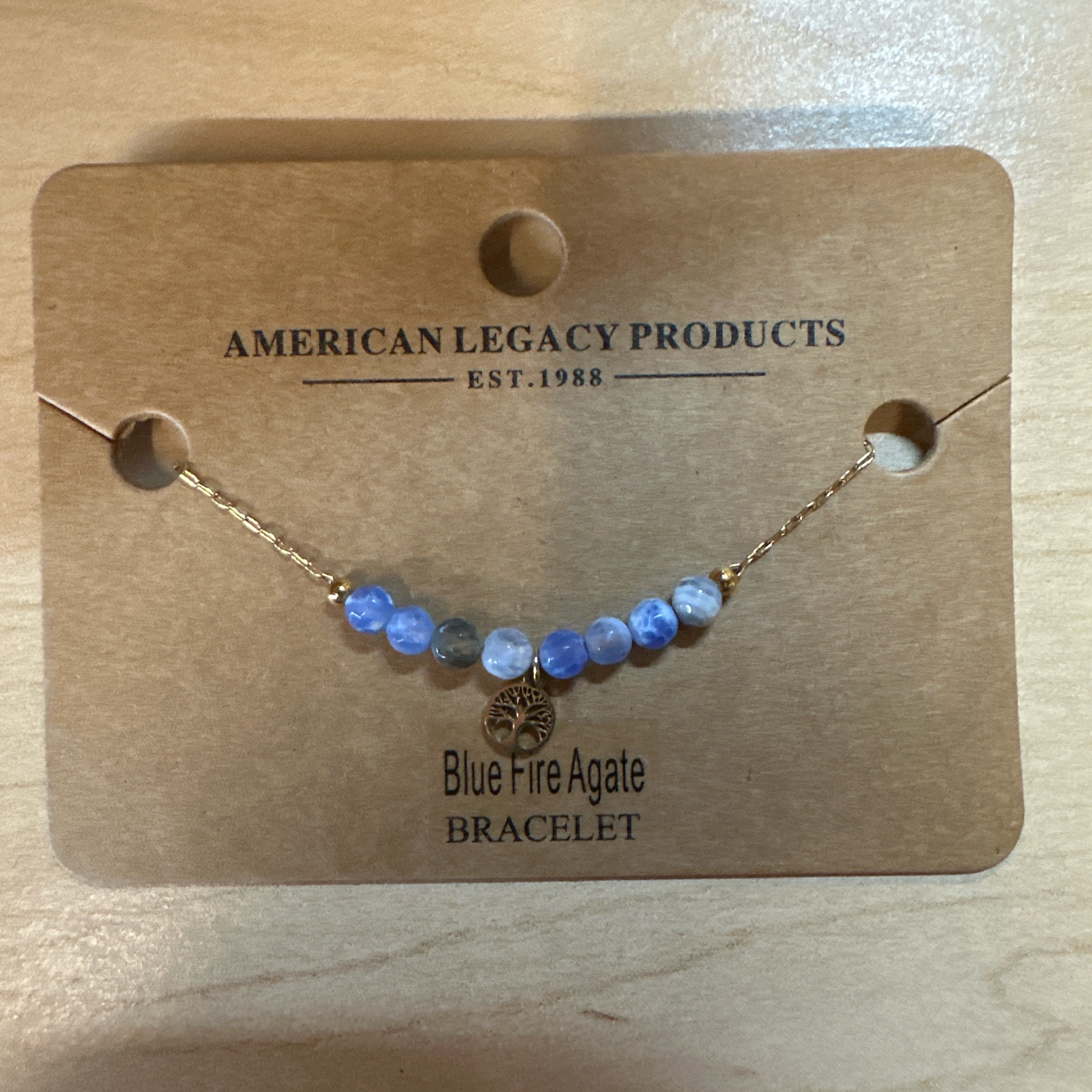 18K Gold/s steel chain tree of life stone bracelet