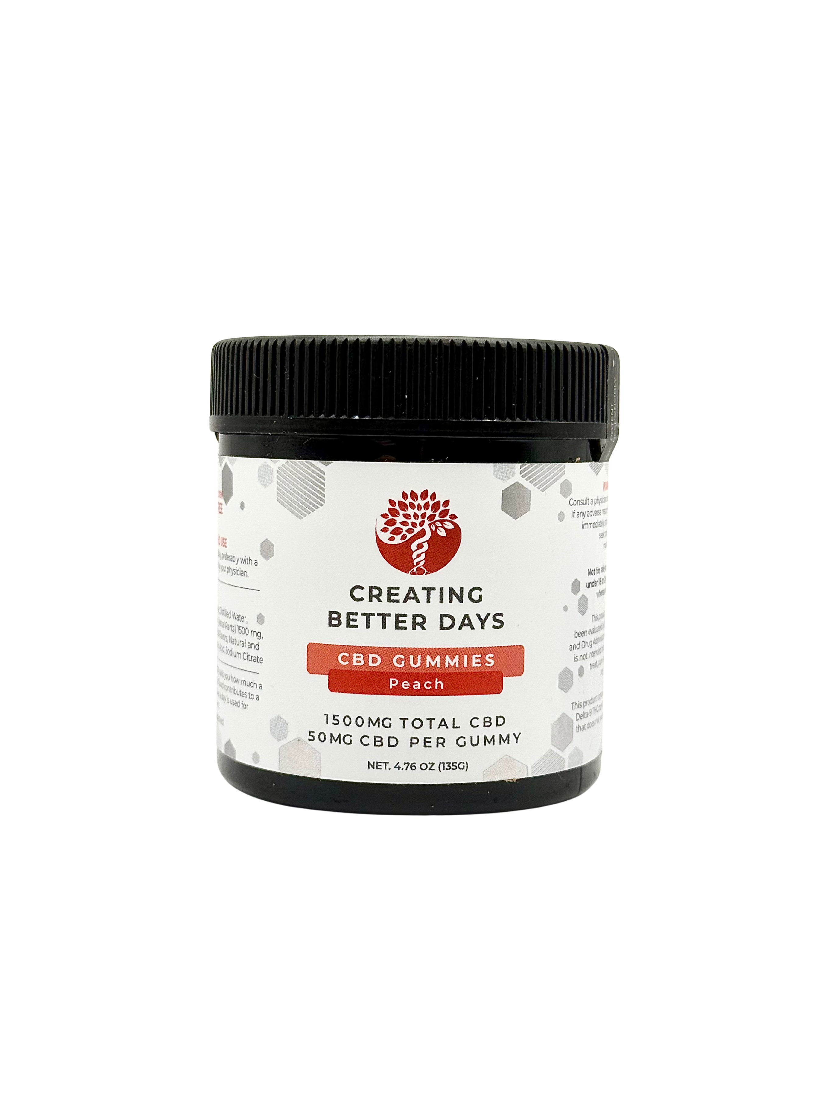 CBD Isolate Gummies - 50mg (THC Free) - Peach