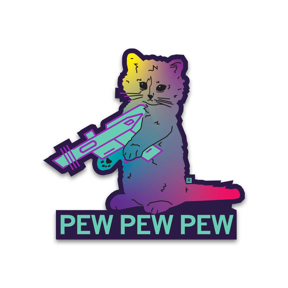 RAYGUN - Pew Pew Pew Rainbow Die-Cut Sticker