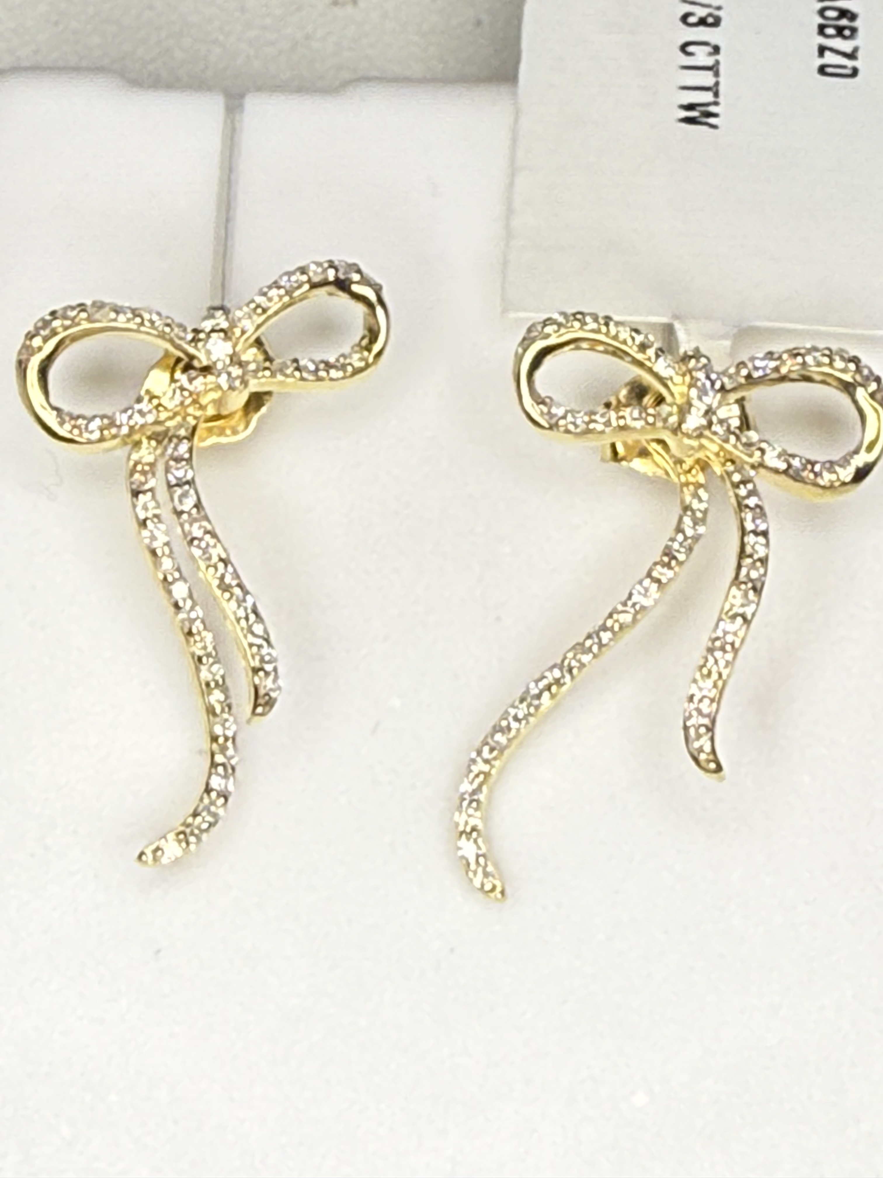 Fine Jewelry 14KY Diamond Bow Earrings
