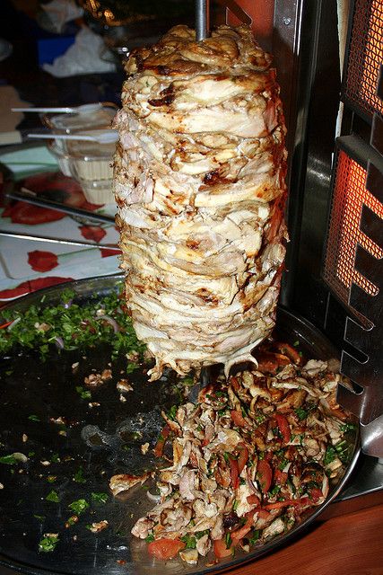 Shawarma carving on the spit