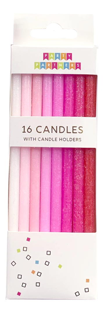 Tall Pink Gradient 16 Candle Set