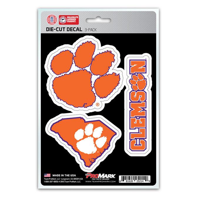 Clemson Tigers Die Cut Team Decals 3pk