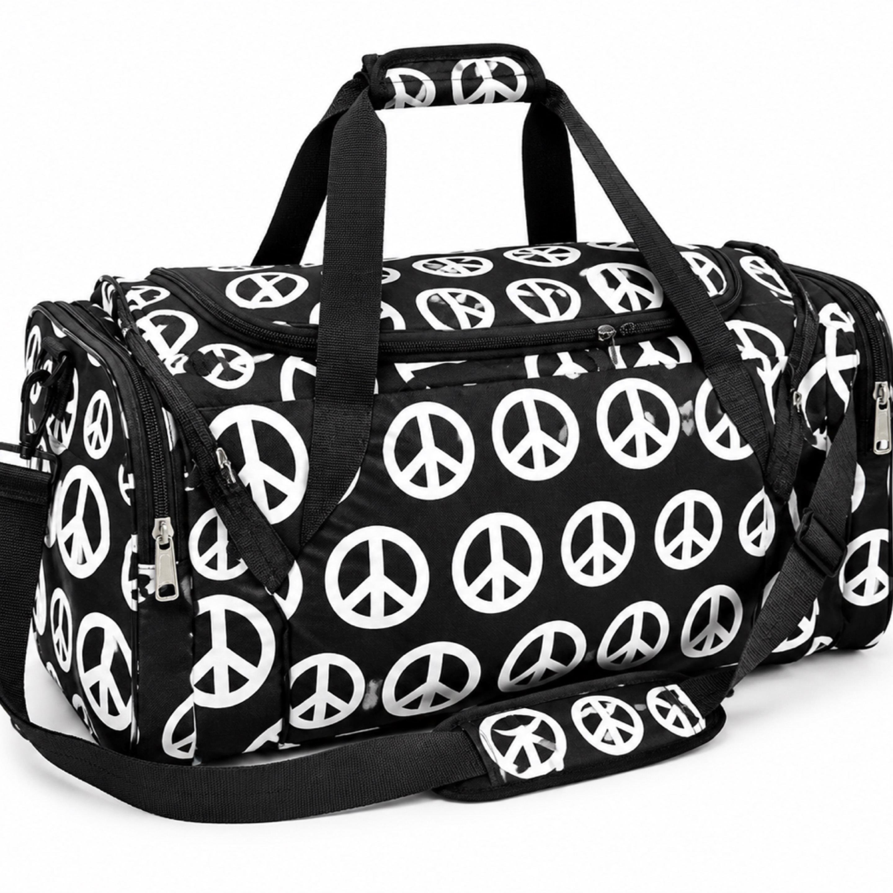 Black Peace Sign Duffel Bag