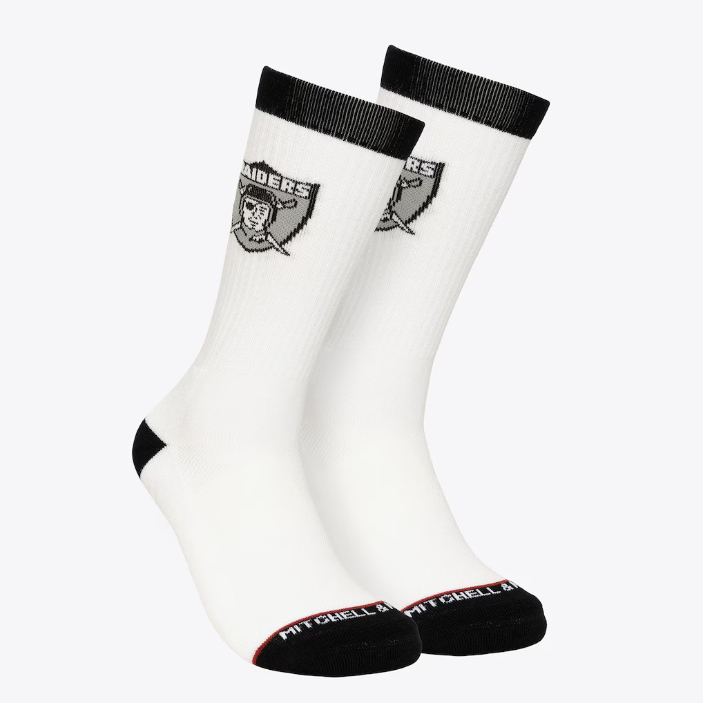 Las Vegas Raiders Retro Mitchell and Ness Kickoff Touchback Socks