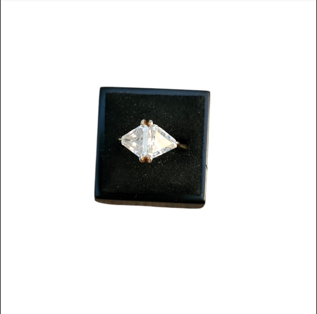 Size 8 14K HGE Gold Toned Cubic Zirconia Ring