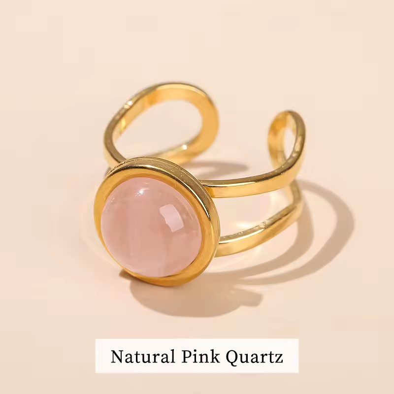 Bague Ajustable en Acier Inoxydable - Quartz rose — stock Valence