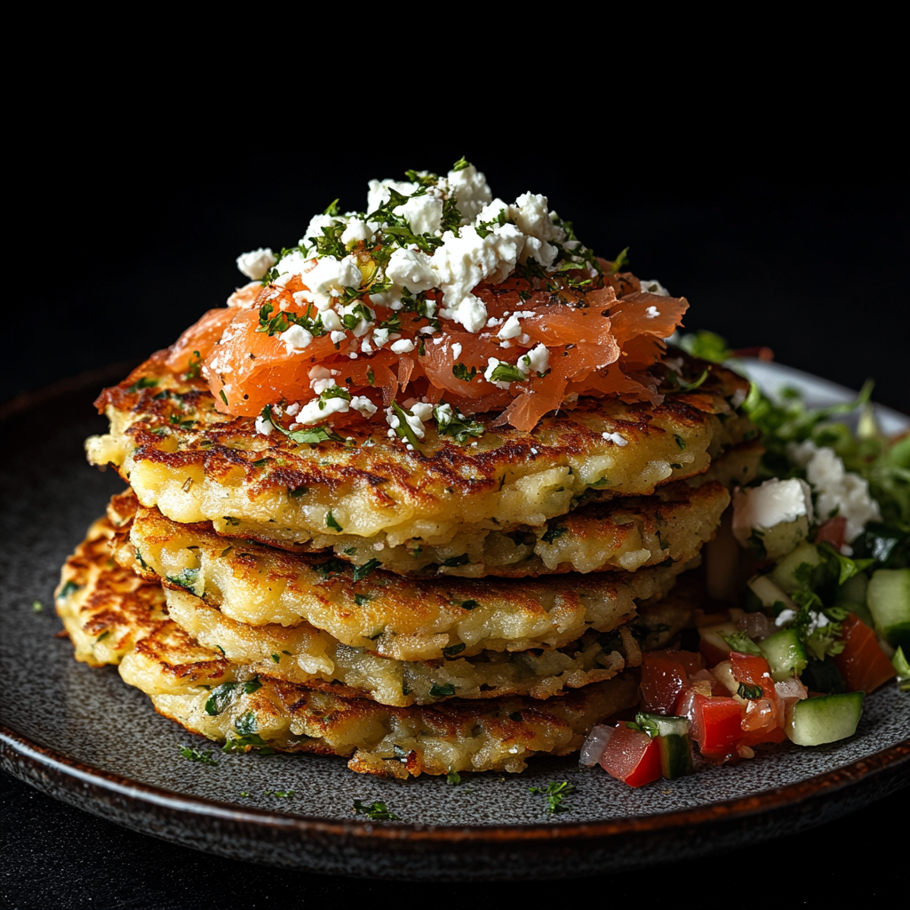 Salmon Potato Pancake Tower
