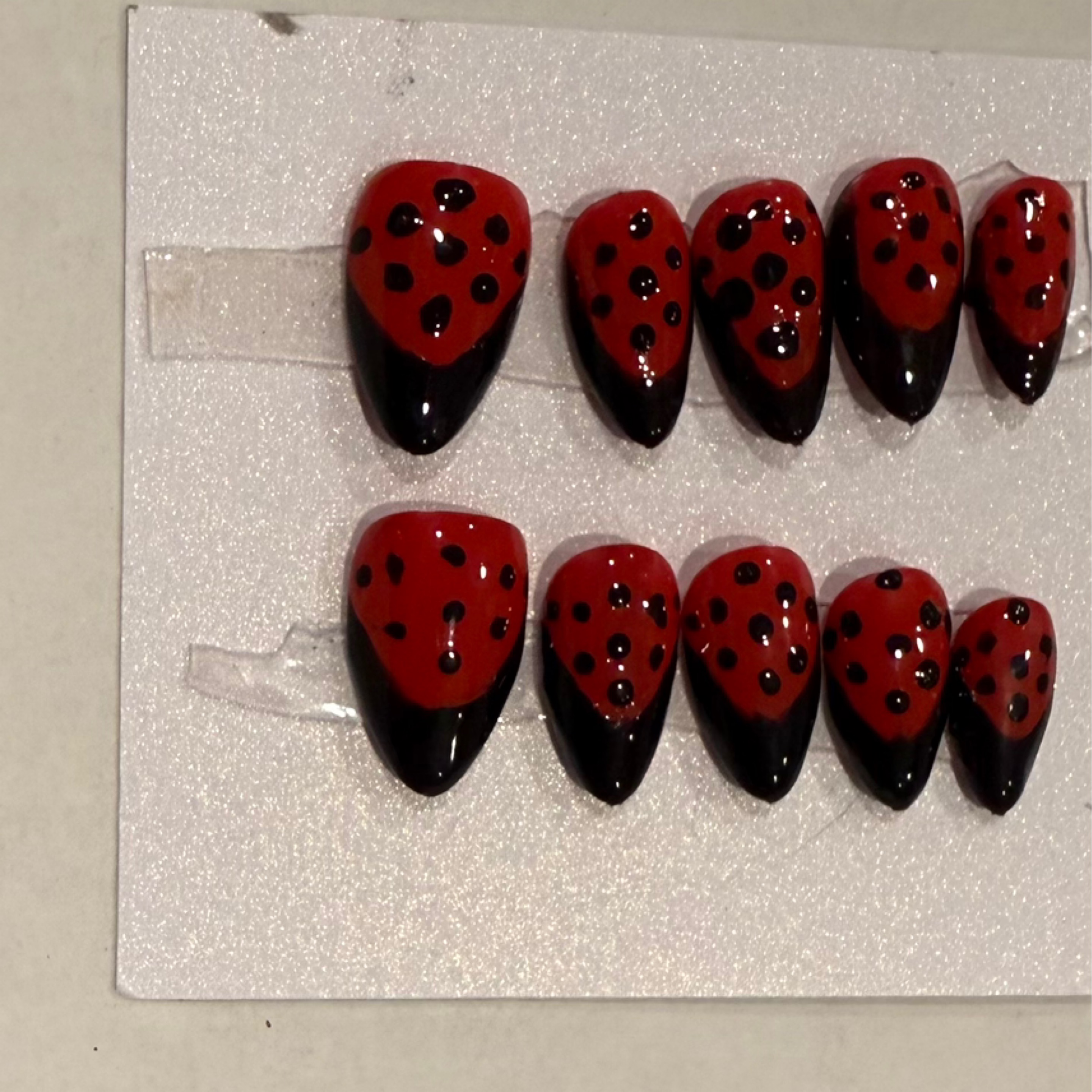 Ladybug nails hand-painted nail set