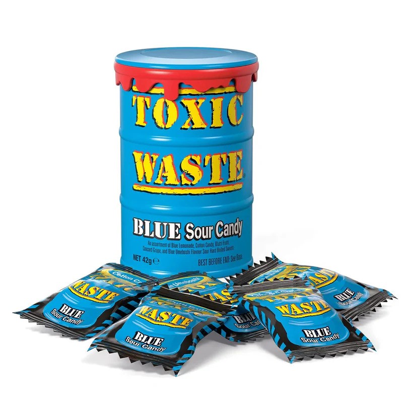 Toxic Waste Assorted Blue Drum Sour Hard Candy 1.48oz 12 ct