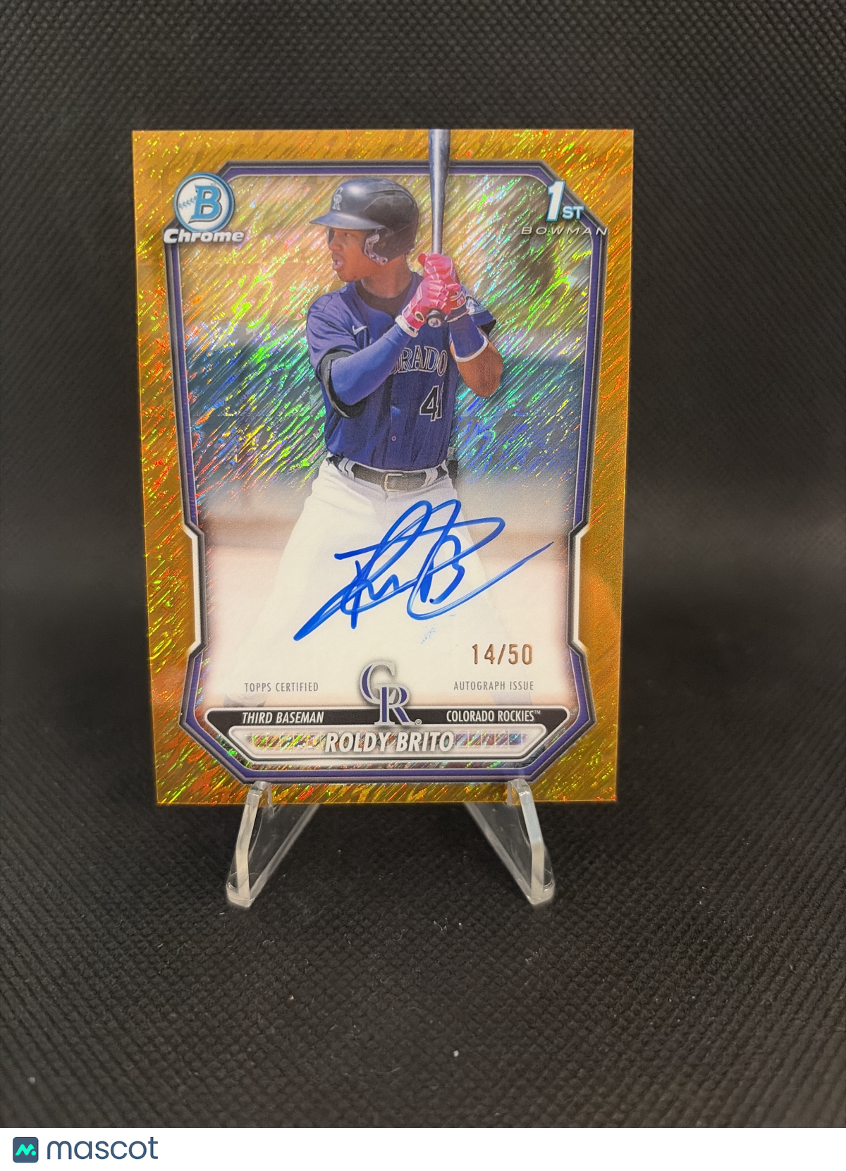 2026 Bowman Chrome Roldy Brito 1st Bowman Gold Shimmer Refractor Auto /50