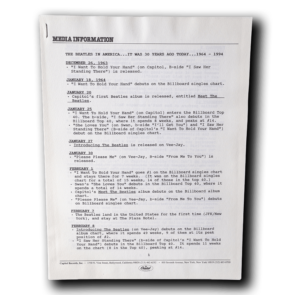 Beatles, The --The Beatles 30th anniversary Promotional Press Packet 1964 - 1994 [Ephemera Other]