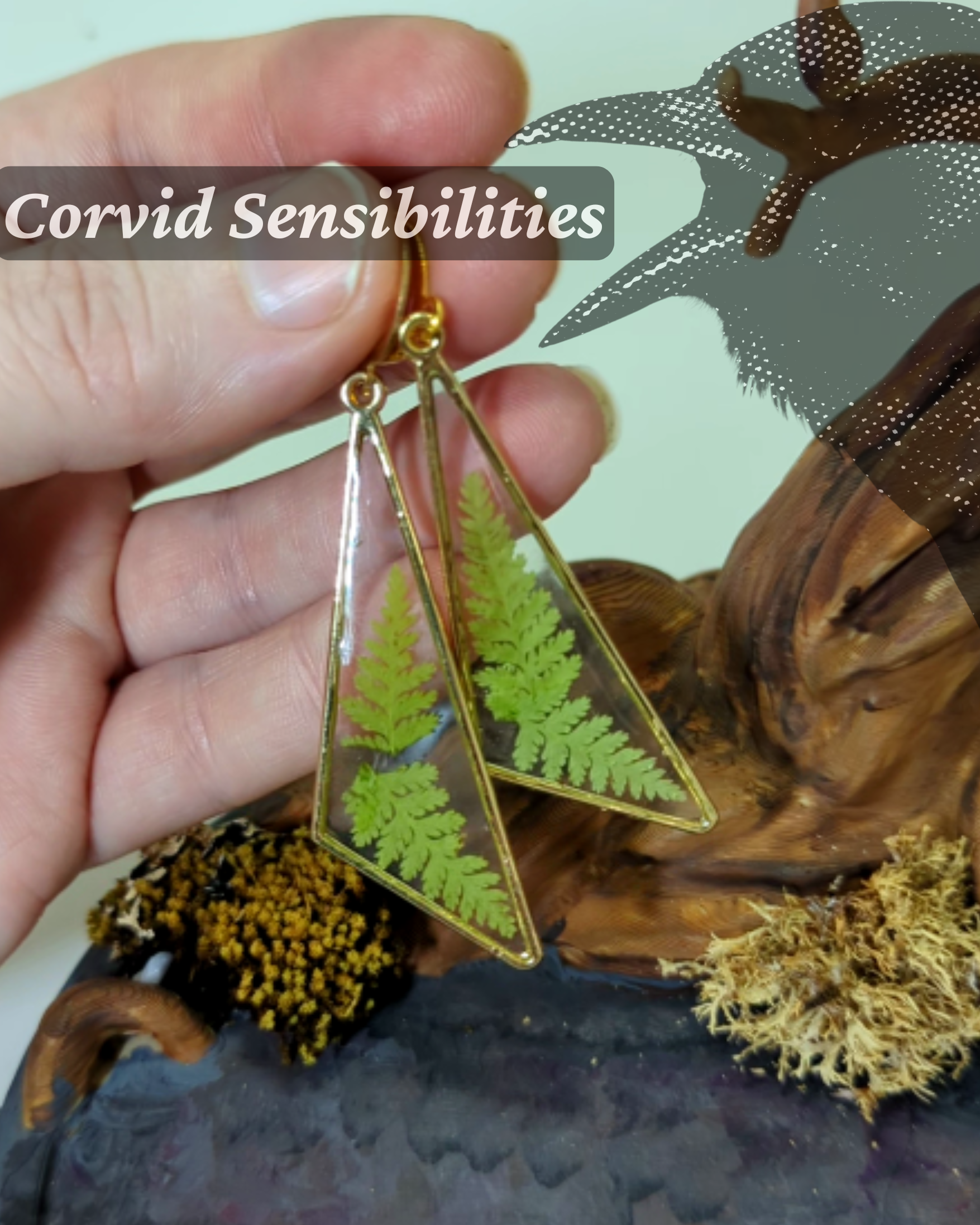 Fern-tangles: Gold-toned leverback earrings