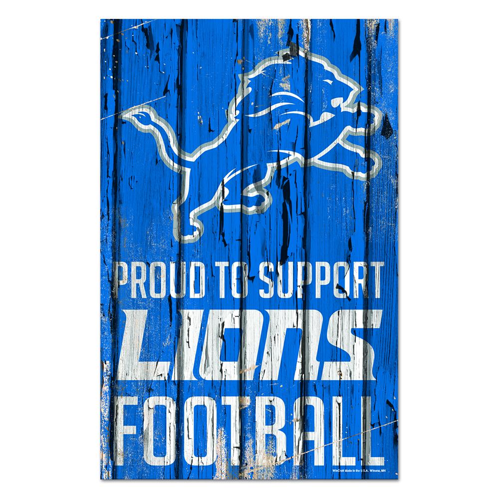 Detroit Lions Proud to Support Wooden Sign 11x17"