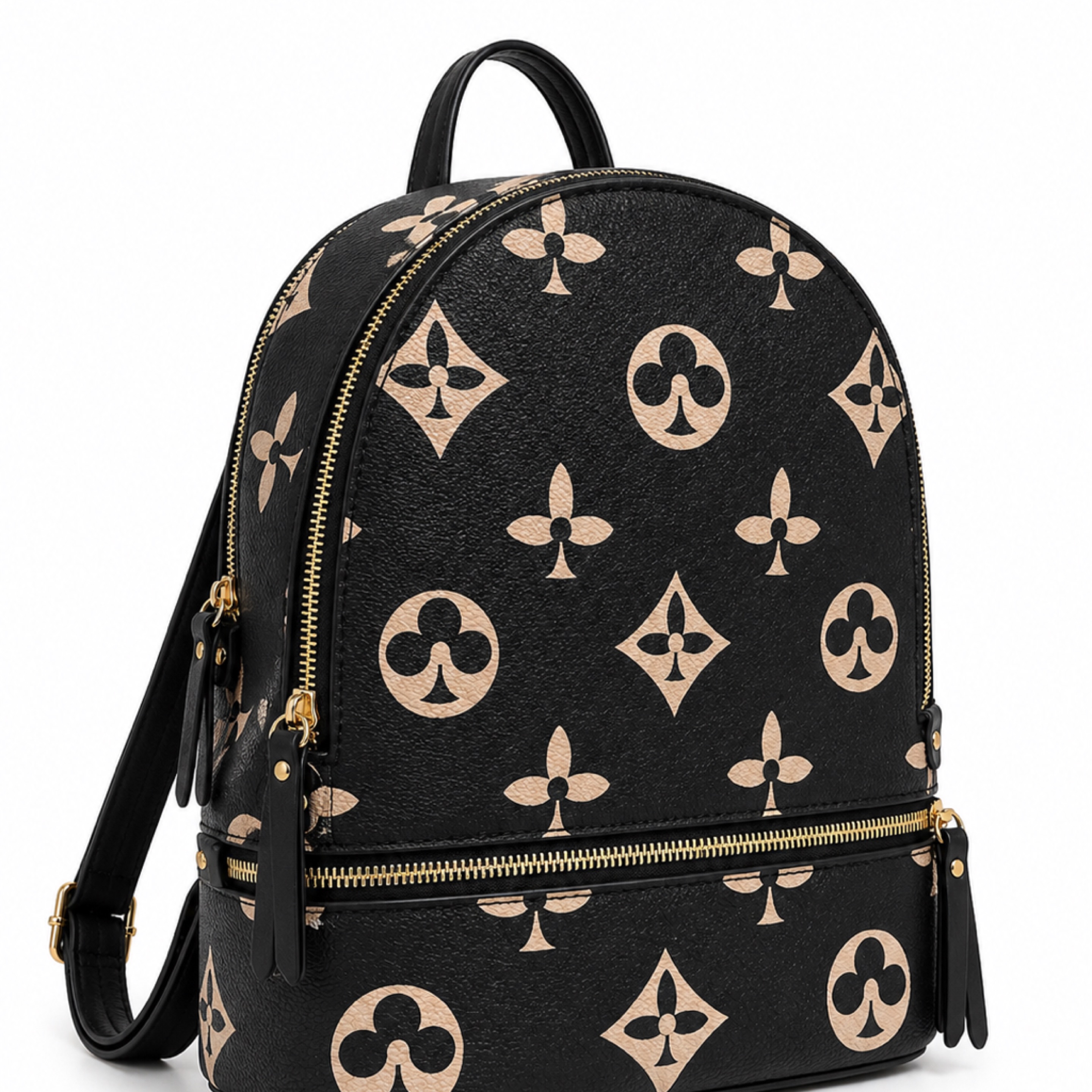 Black Designer-Inspired Mini Backpack