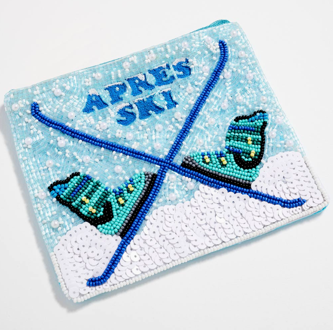 Apres Ski Beaded Mini Pouch Crossed Skis