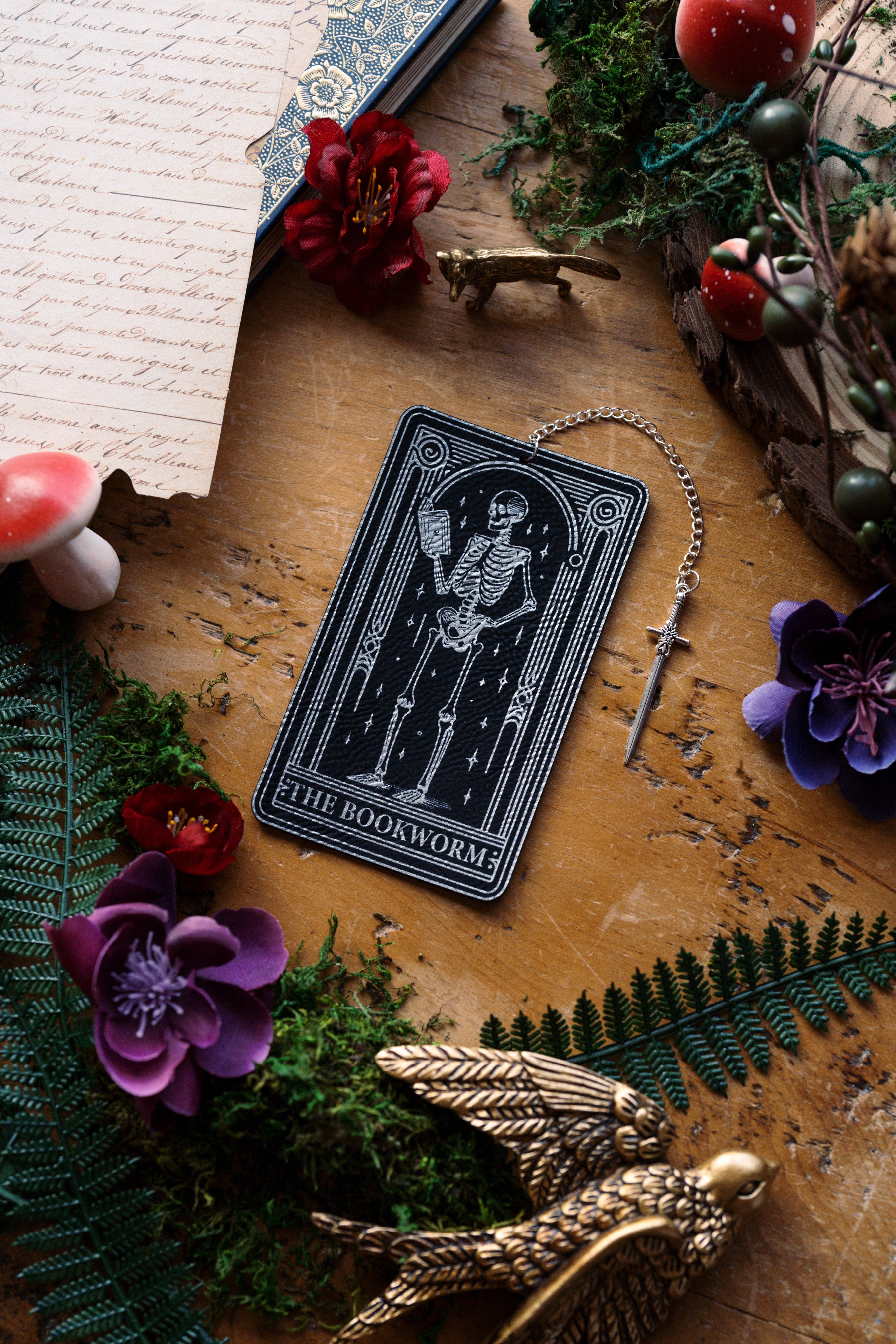 The Bookworm Tarot Card Faux Leather Bookmark