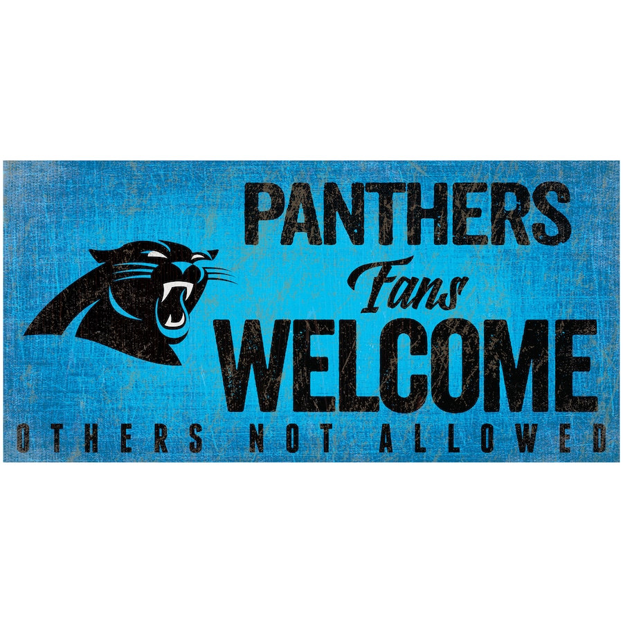 Carolina Panthers Wood Sign Fans Welcome 12x6
