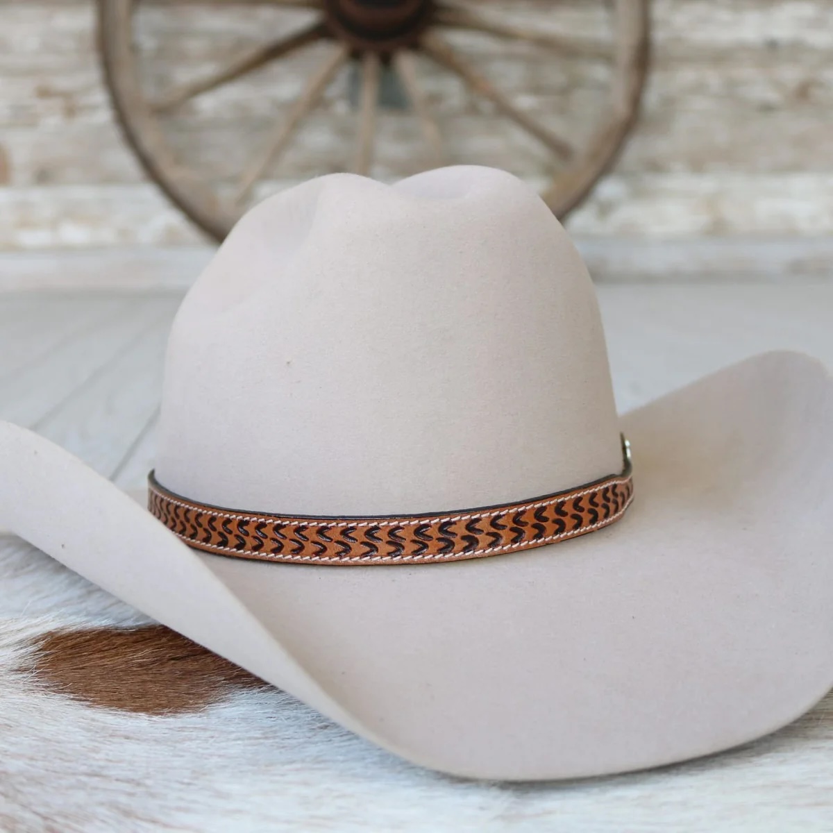 Willow - Brown Leather Stamped Hat Band - Cimarron