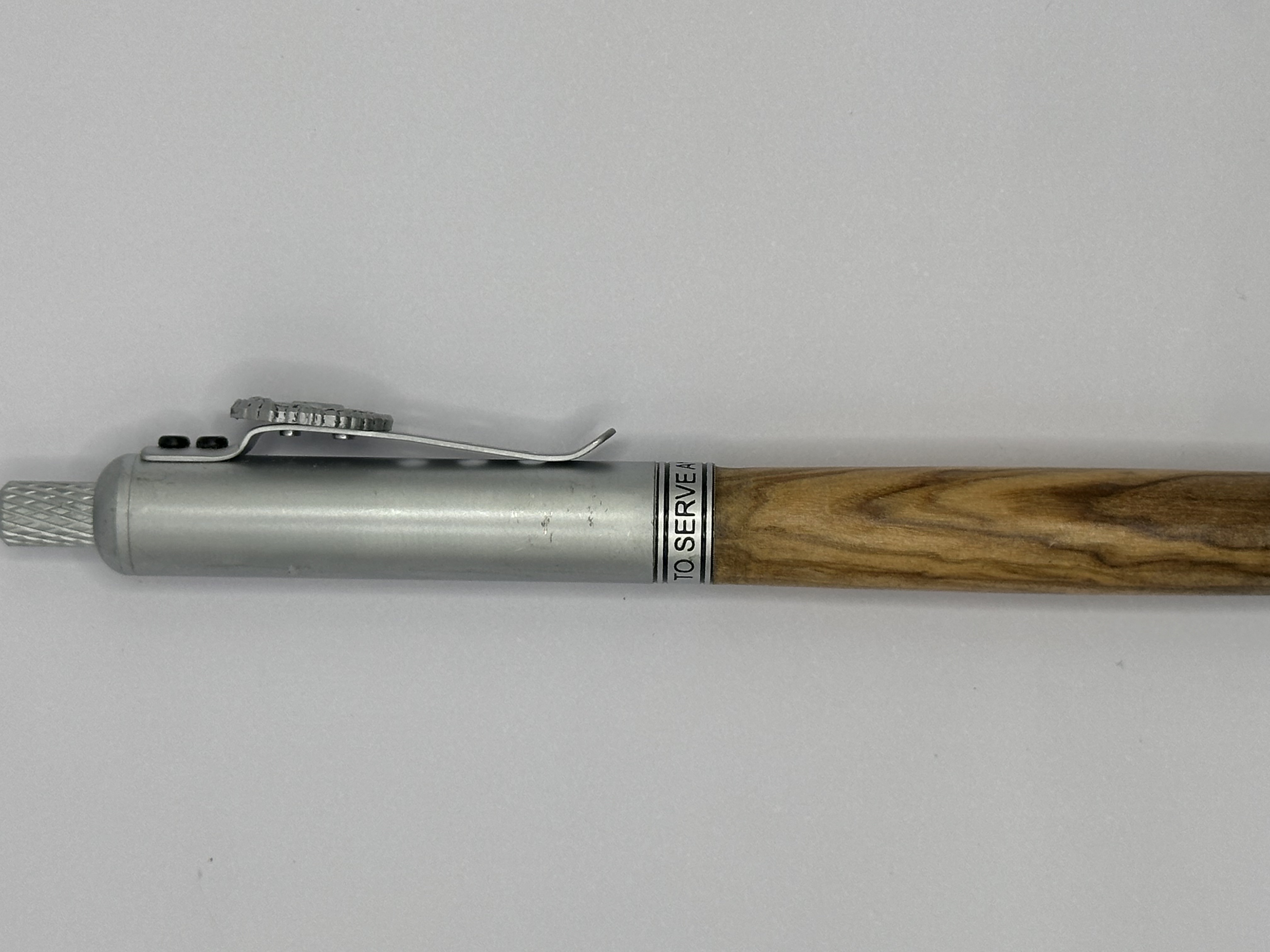 Protect and Serve olive wood pen with badge emblem