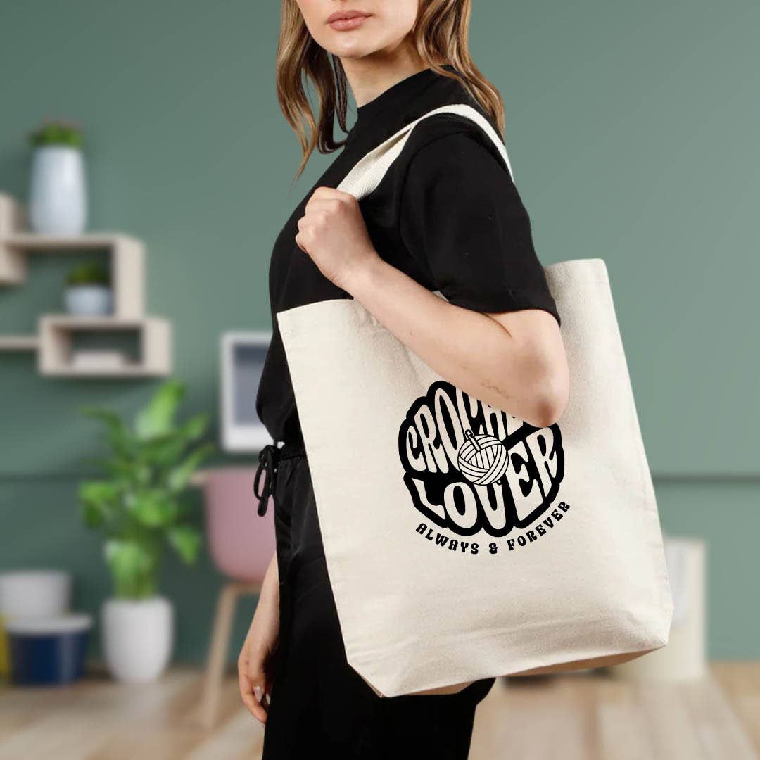 Crochet and Knit Lover Canvas Tote Bag, Yarn Lover