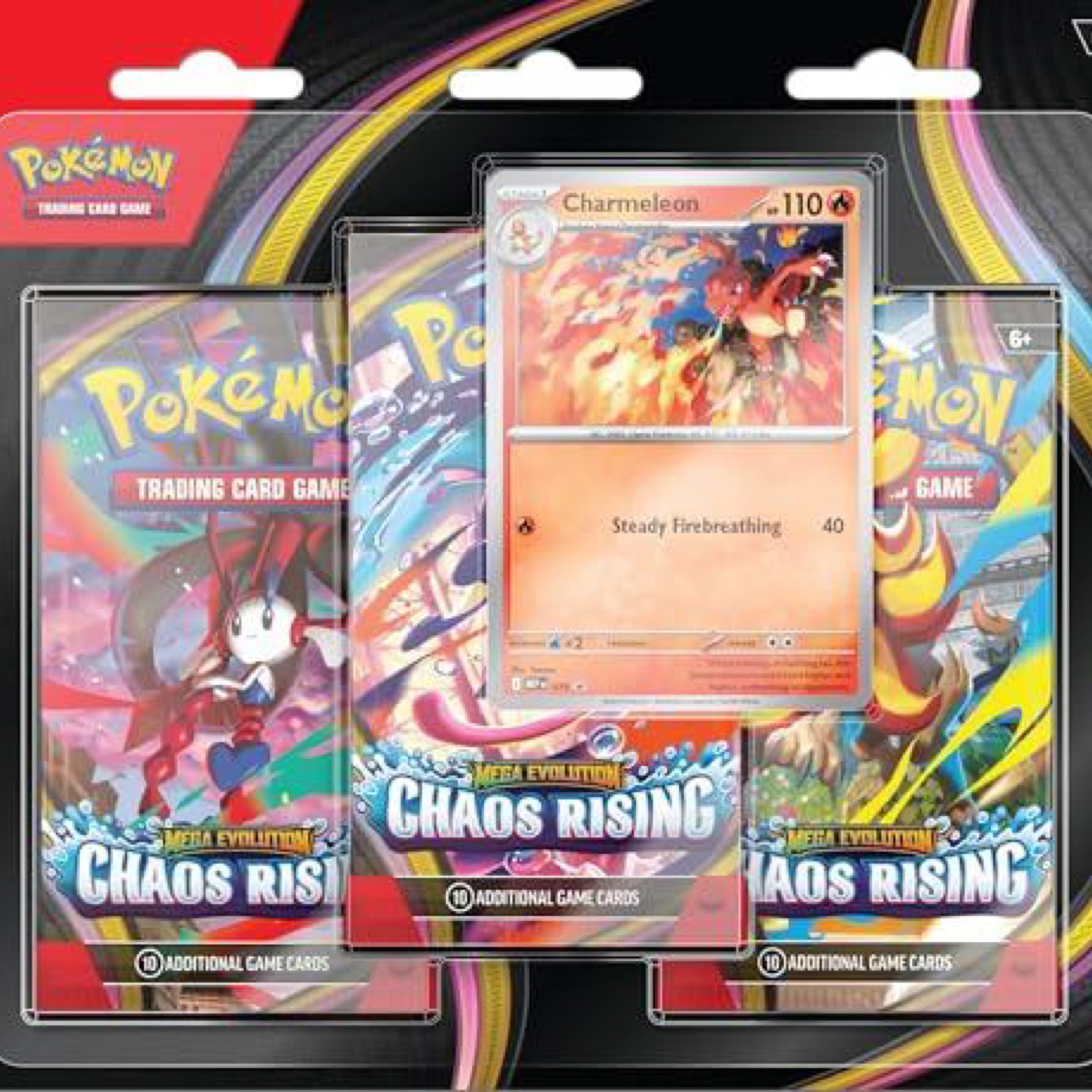 Pokémon TCG: Mega Evolution—Chaos Rising Triple Pack (1 foil Promo card & 3 Booster packs)