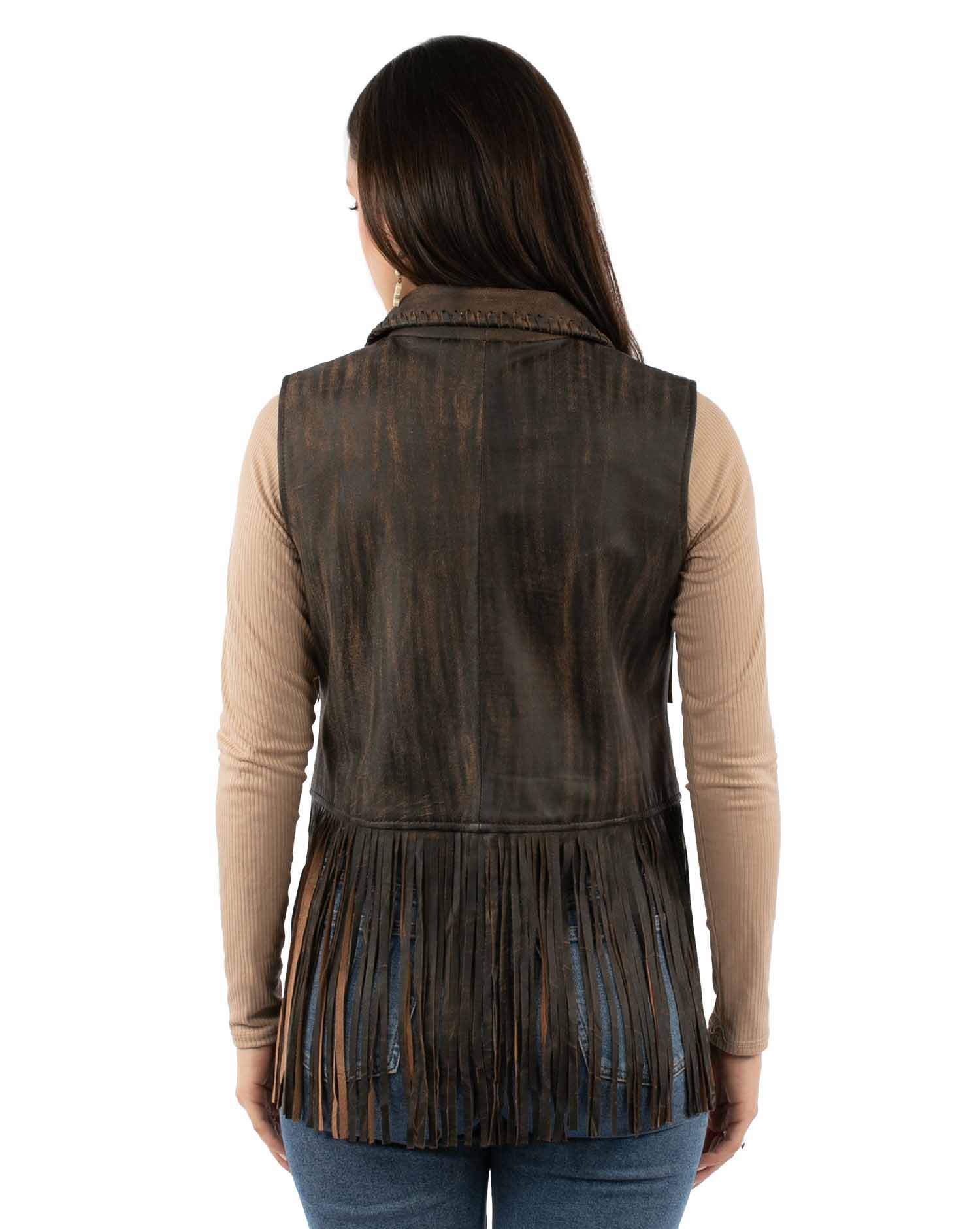 Leather Fringe Distressed Vest