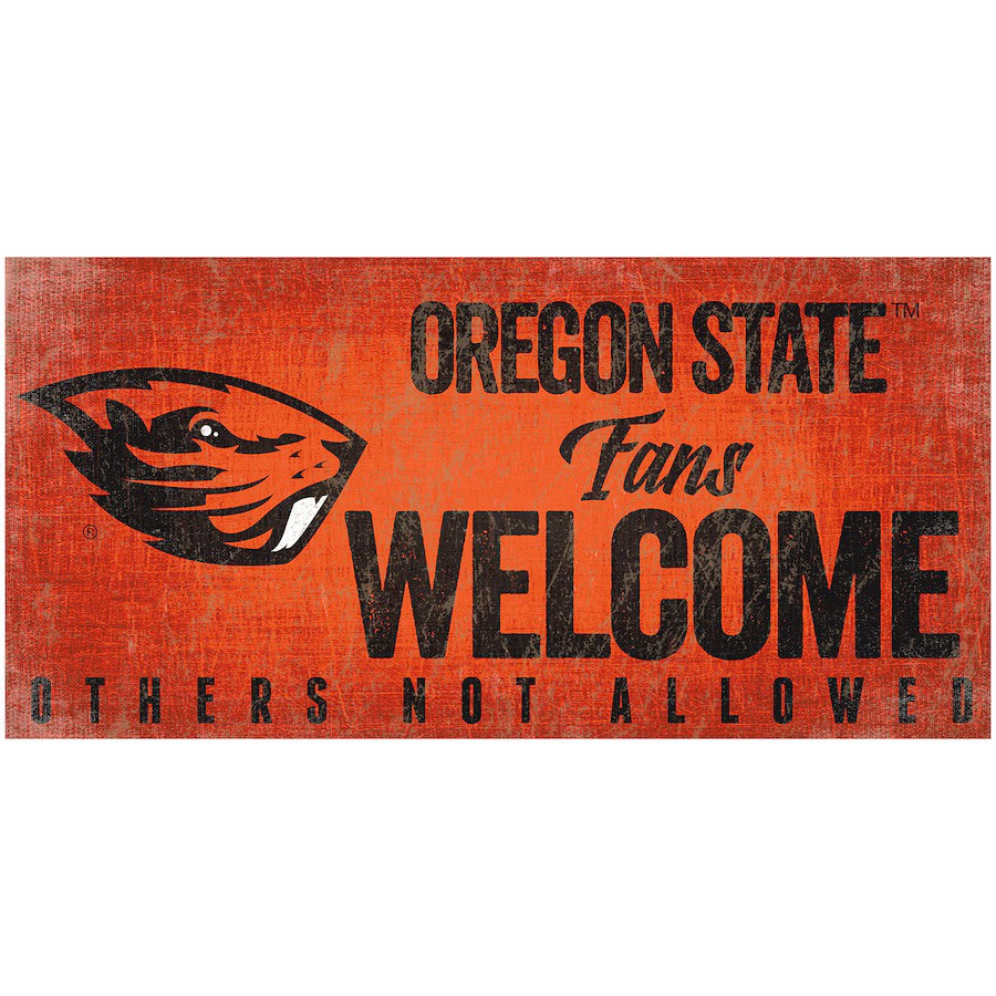 Oregon State Beavers Wood Sign Fans Welcome 12x6