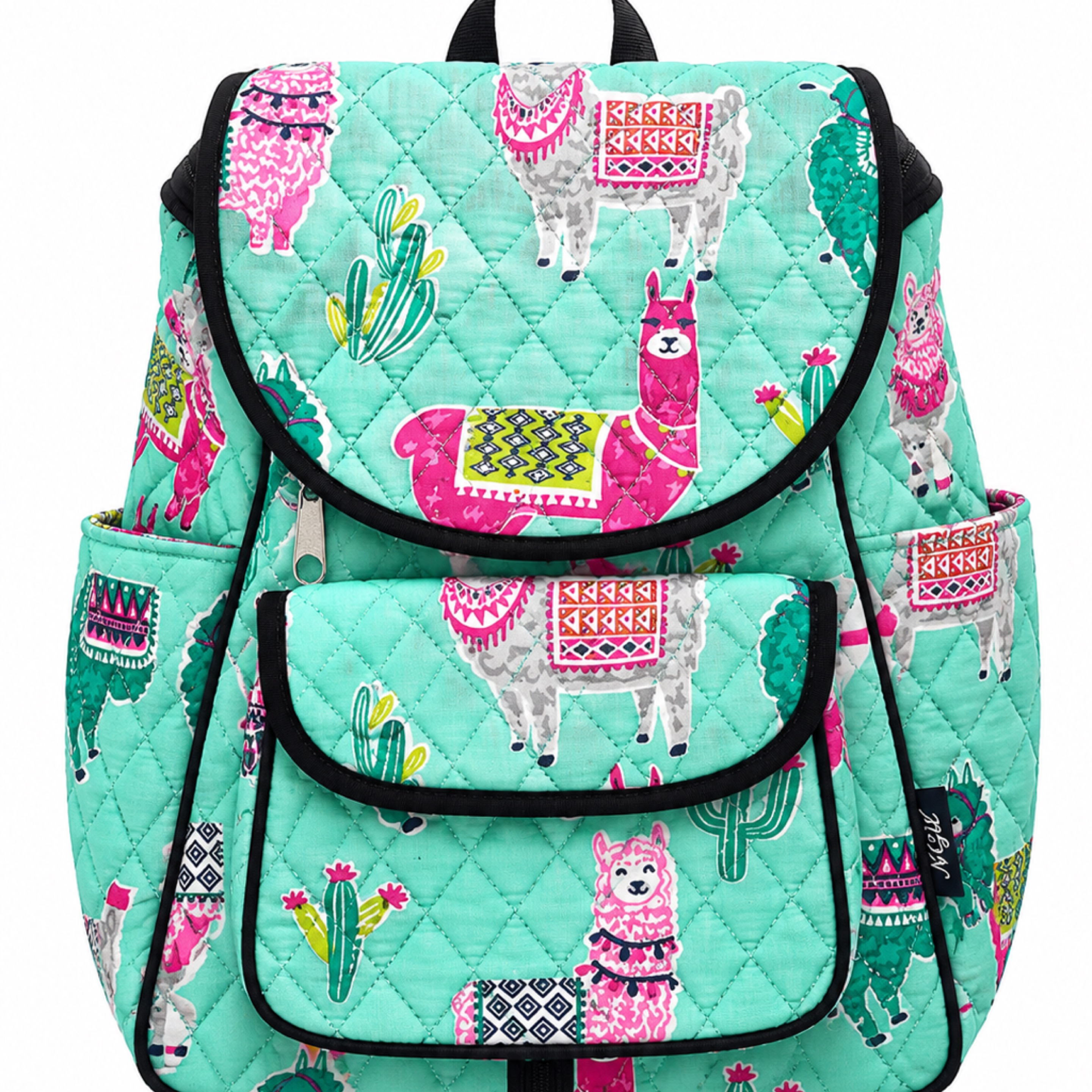 Quilted Llama Print Mini Backpack