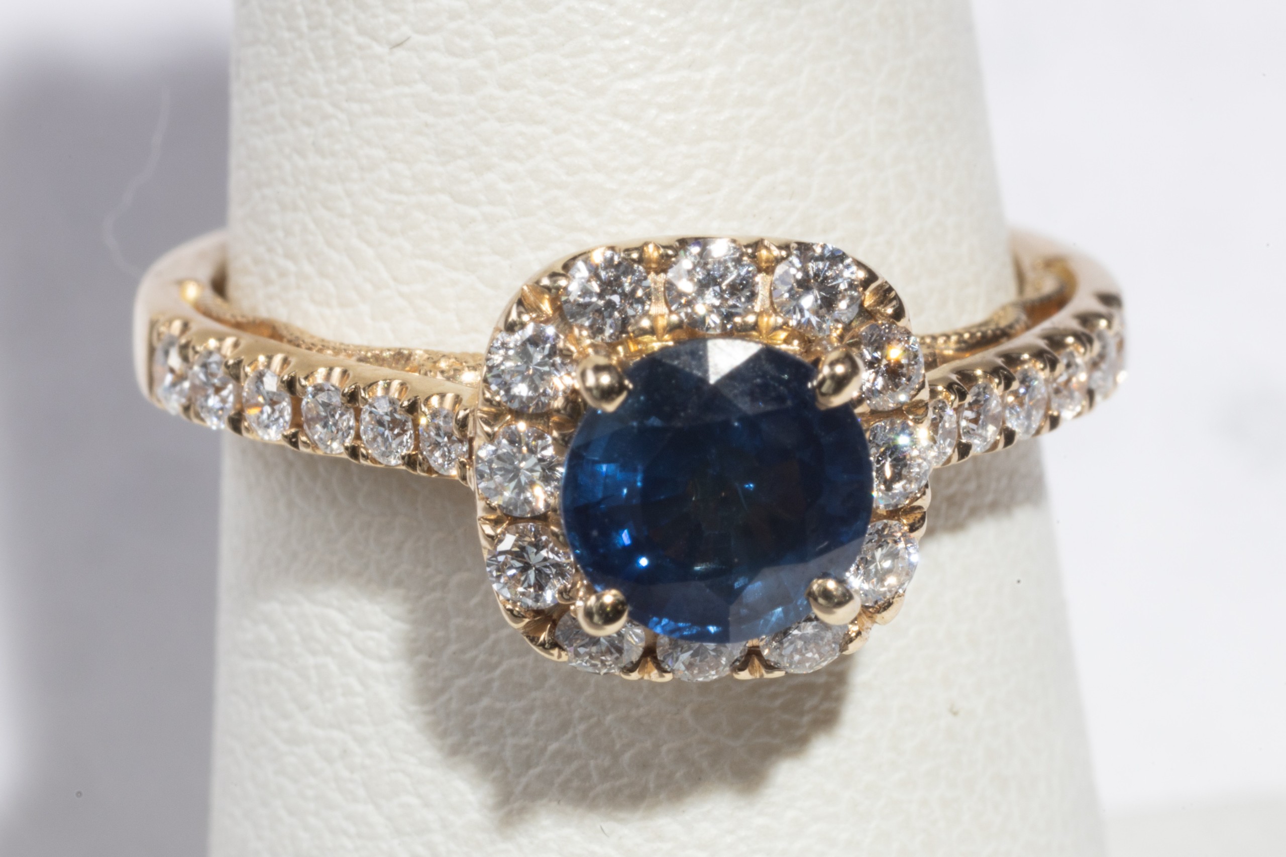Magnificent Round Cut Sapphire and Diamond Band, 14kt Yellow Gold