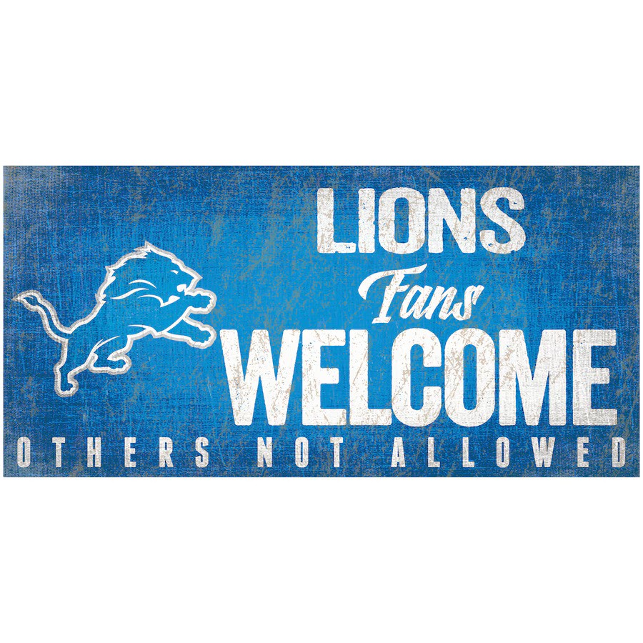 Detroit Lions Wood Sign Fans Welcome 12x6