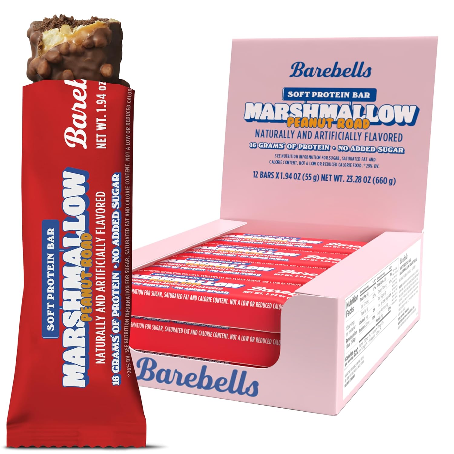 Barebells Protein Bars Marshmallow Peanut Road 1.94 oz 12 ct