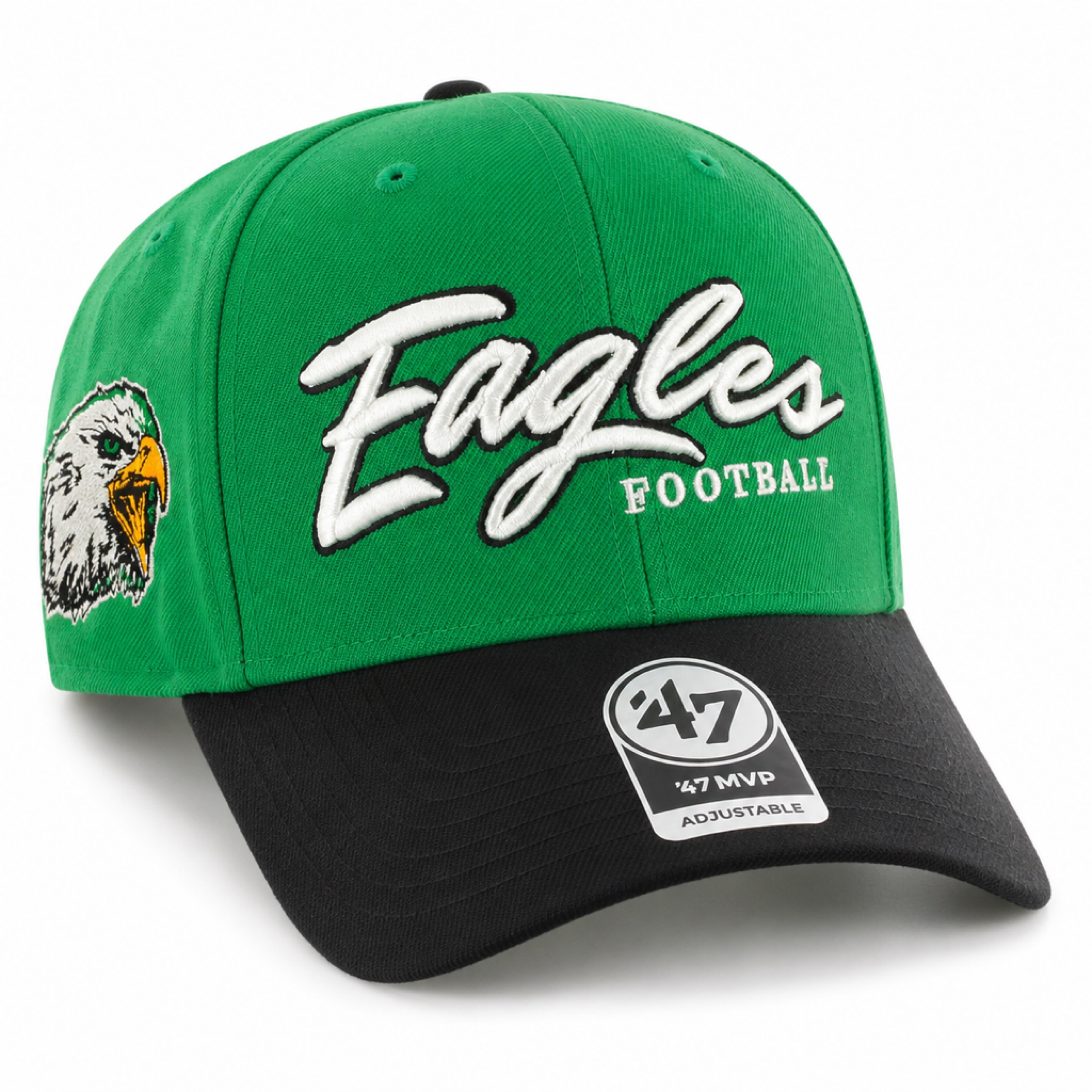 Philadelphia Eagles Kelly Green '47Brand KO Script MVP Adjustable Hat