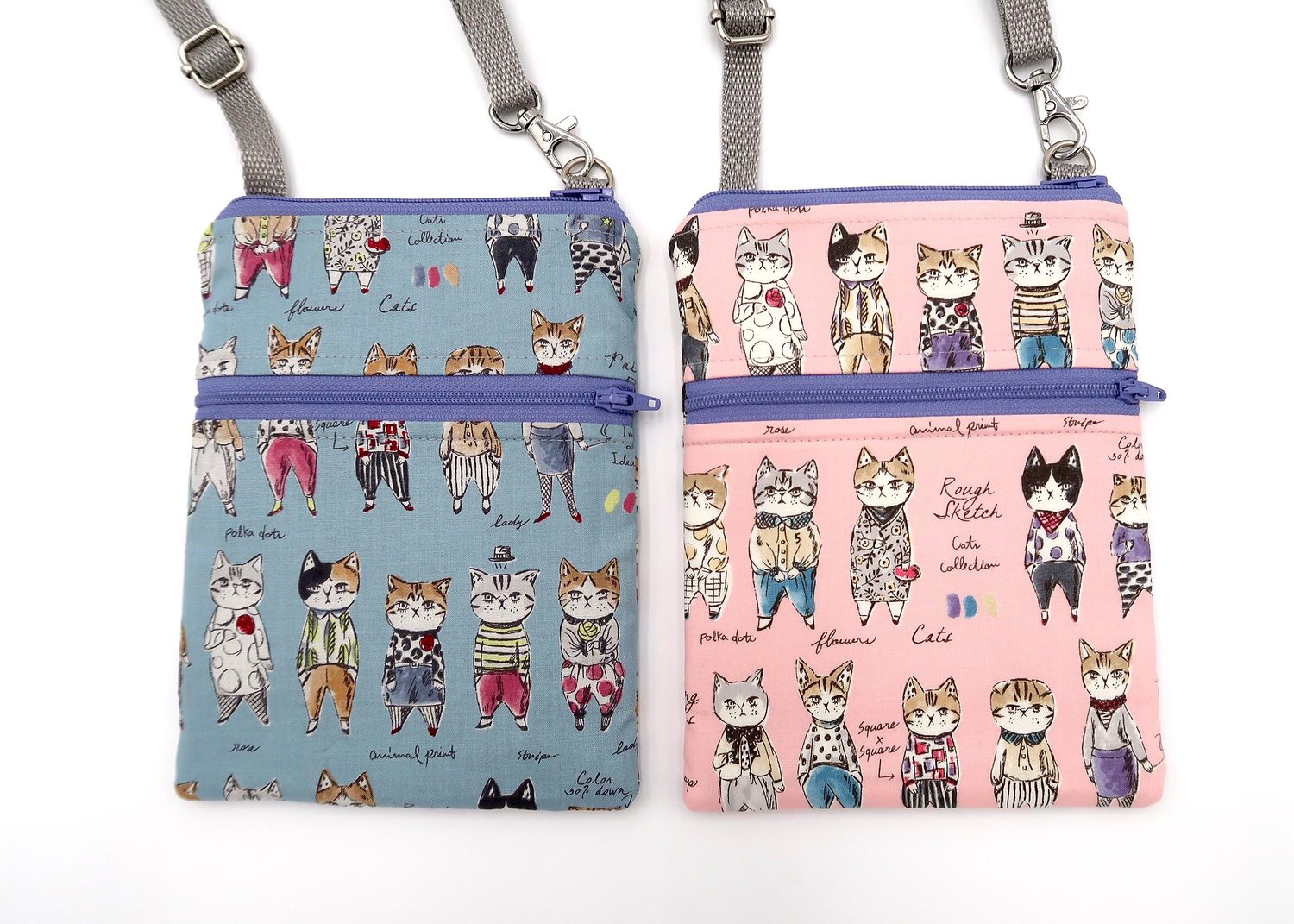 Small Crossbody Bag – Rough Sketch Cats – handmade crossbody bag