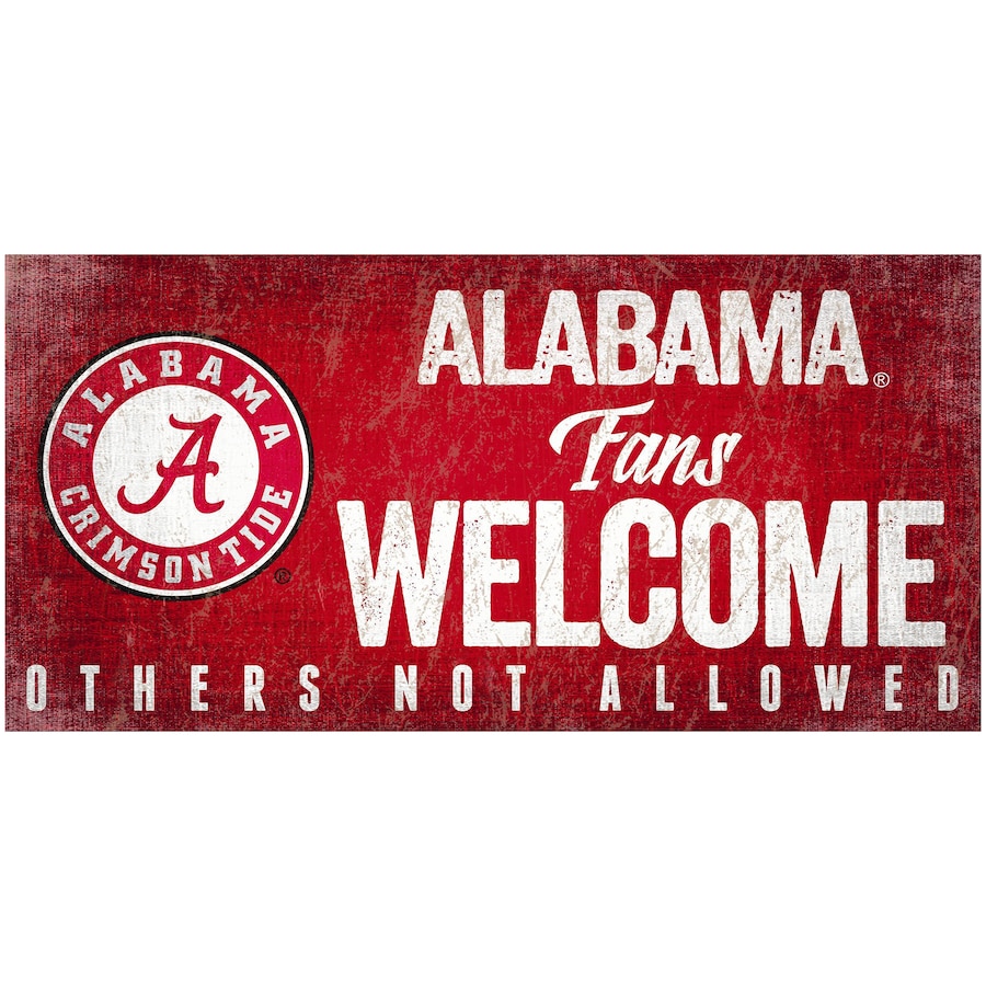 Alabama Crimson Tide Wood Sign Fans Welcome 12x6