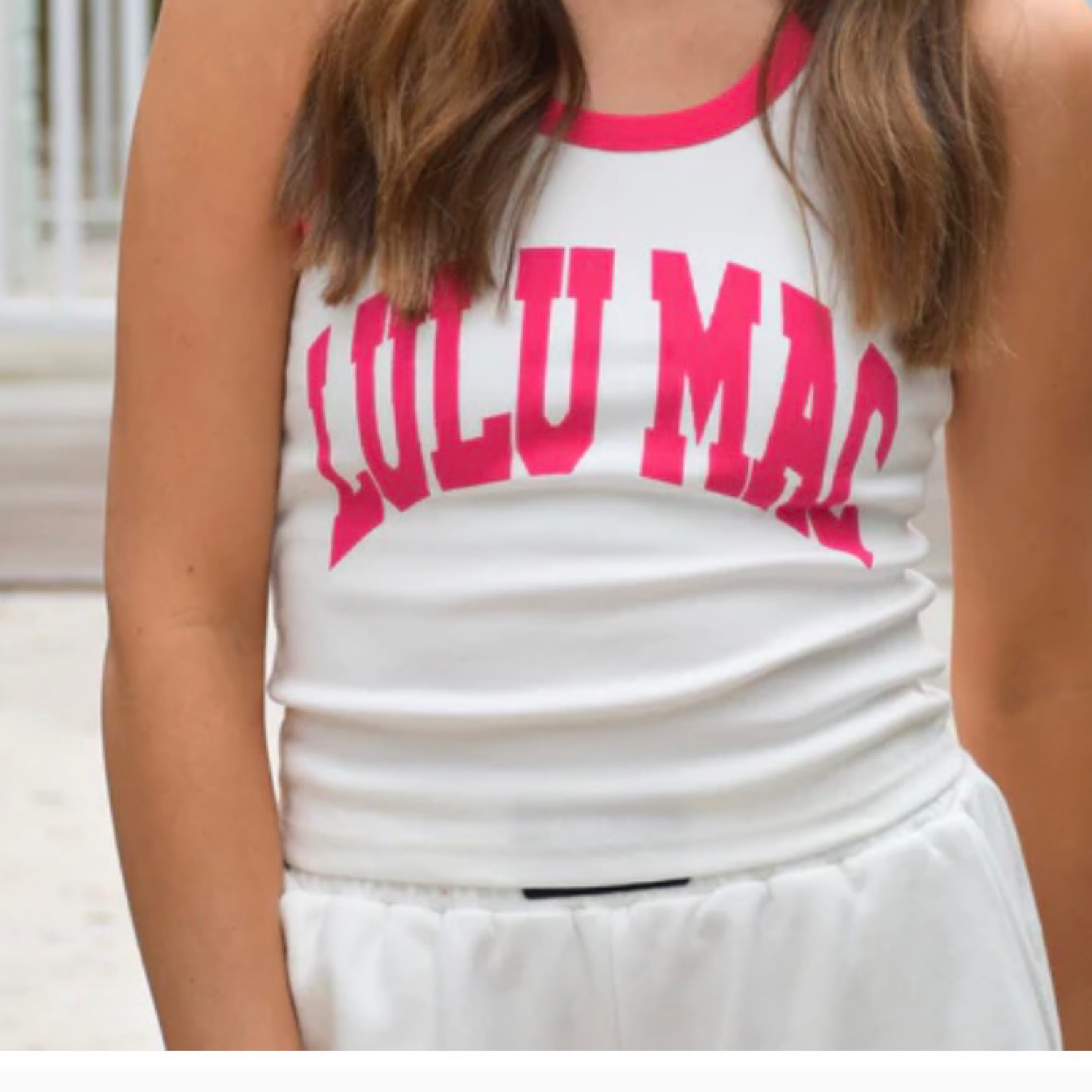LuluMac tank hot pink/white — Bama Tan boutique, Tuscaloosa AL