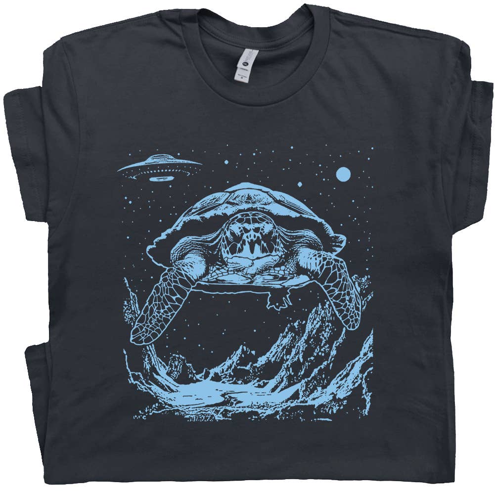 Shirtmandude Co - Cosmic Sea Turtle T Shirt Ufo Shirts Alien Space Beach Theme: L
