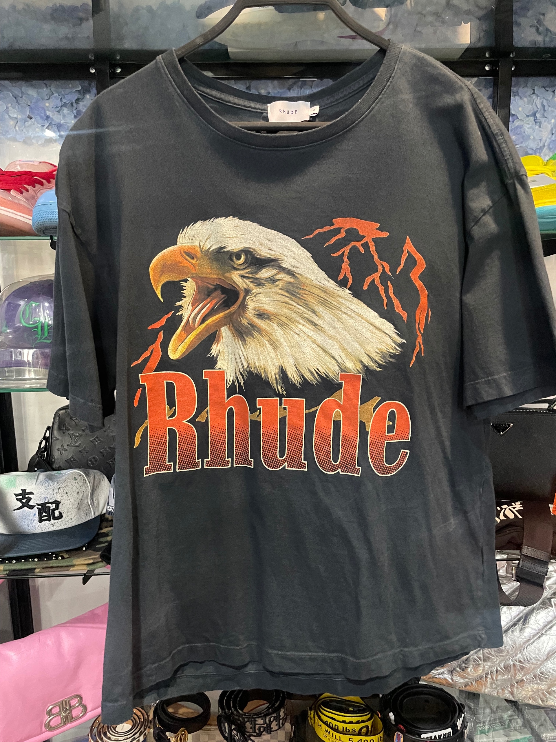 Rhude dark blue t-shirt red logo size M (used)