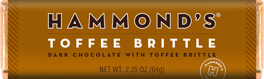 Hammond's Toffee Brittle Dark Chocolate Bar 2.25 oz 12 ct