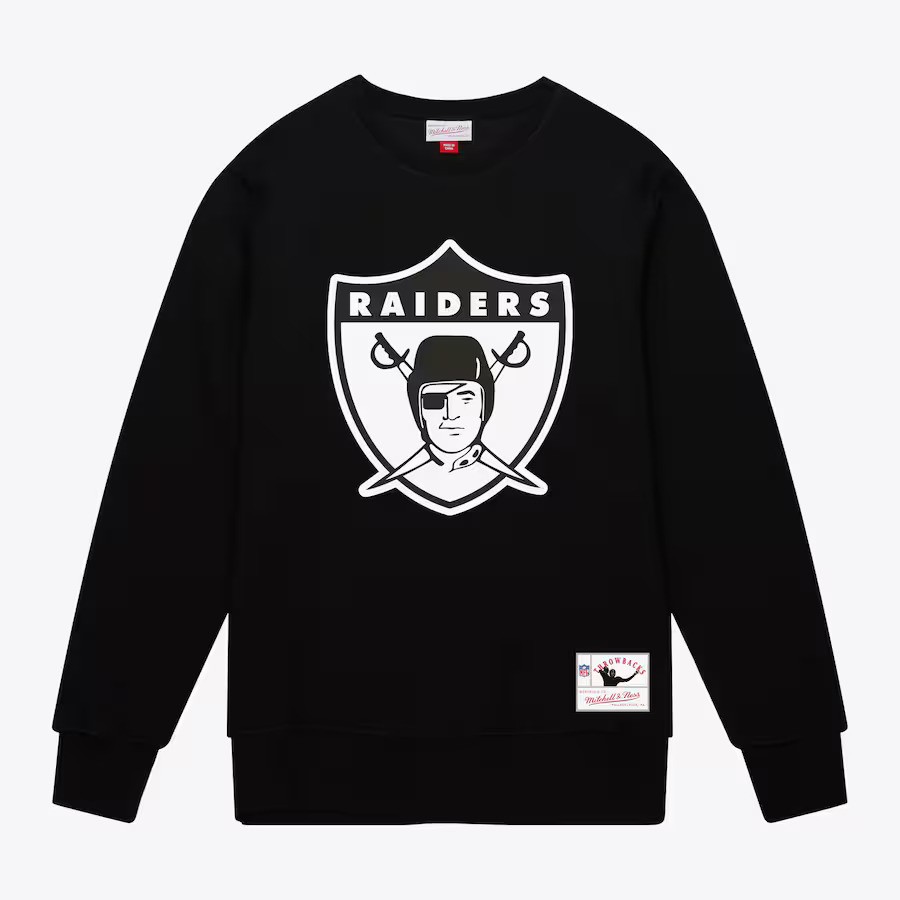 Las Vegas Raiders Retro Black Mitchell and Ness Crew Sweatshirt