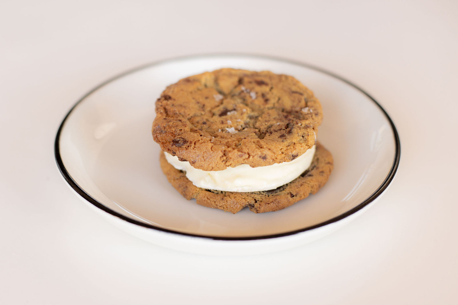 Cookie Ice Cream Sandwich — GF chocolate chip cookie, sweet republic vanilla bean ice cream