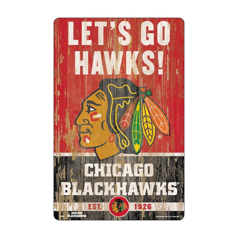 Chicago Blackhawks Wood Slogan Sign 11x17"