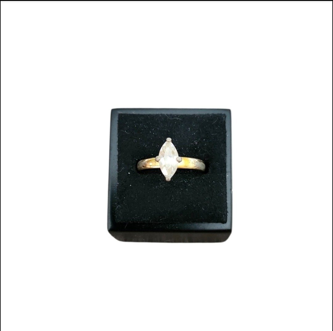 Size 6.5 Gold Toned Marquis Cut Cubic Zirconia Ring