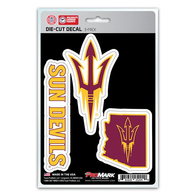 Arizona State Sun Devils Die Cut Team Decals 3pk