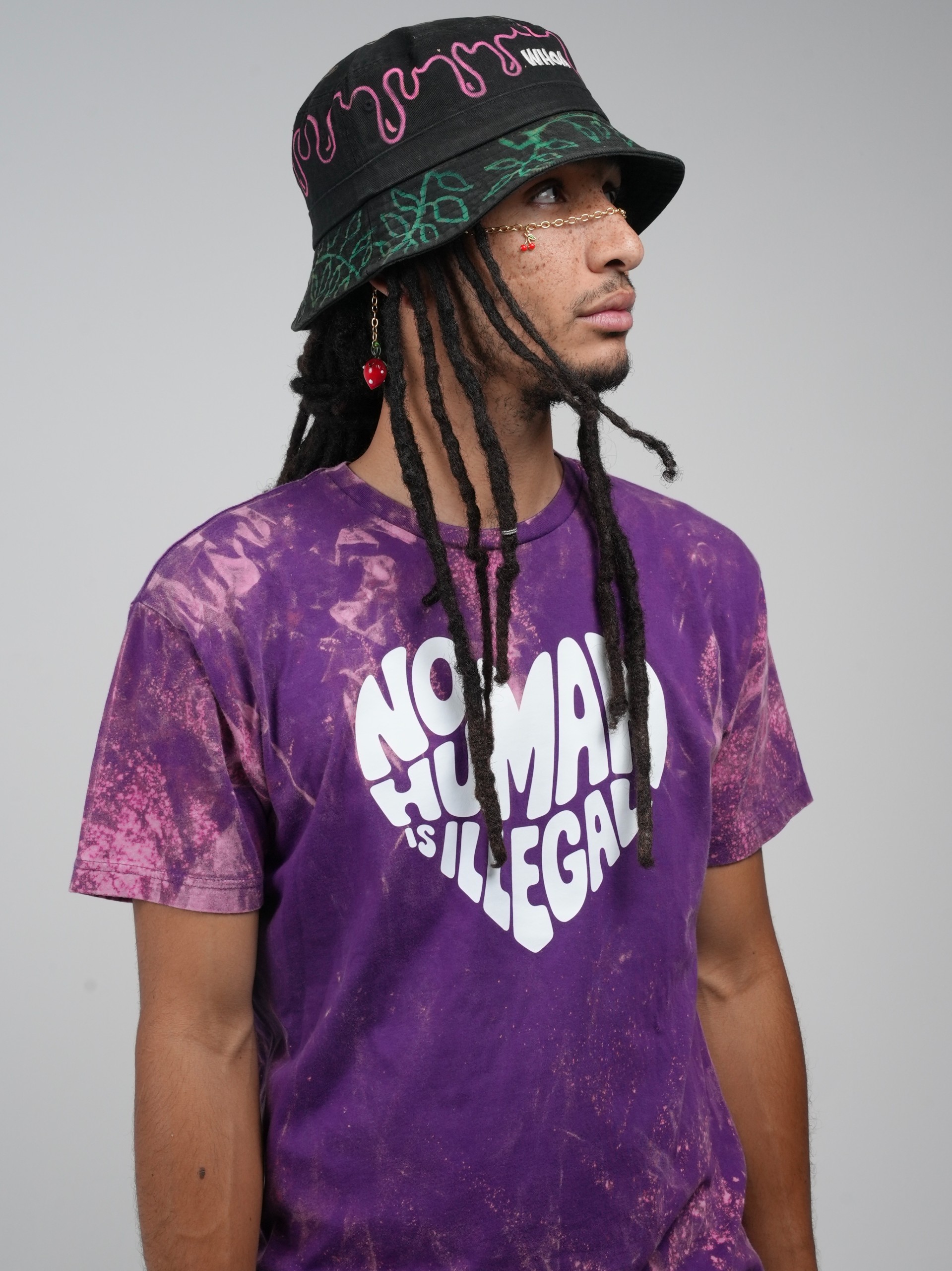 No Human Is Illegal Purple Tee