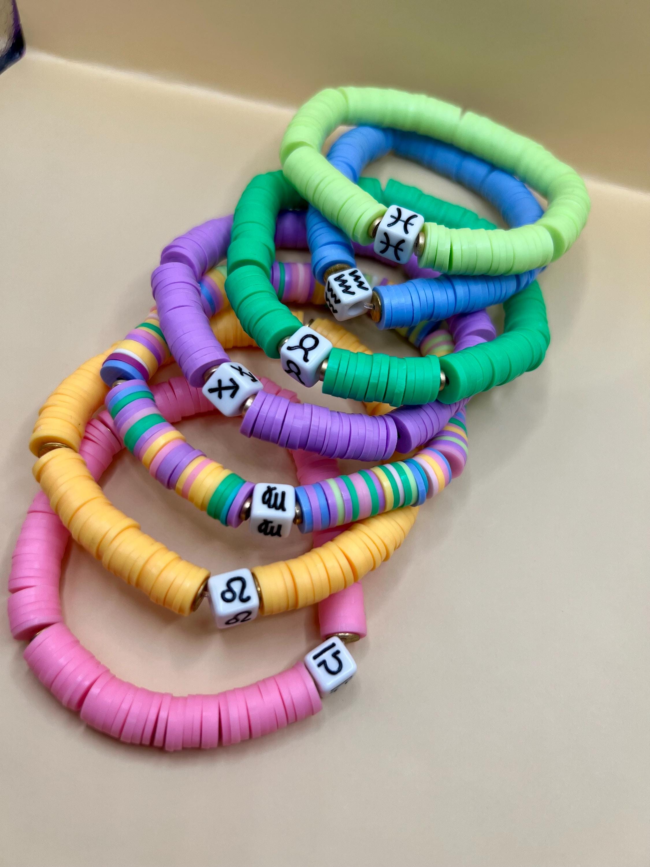 Zodiac Bracelet: Polymer Clay Heishi Bead Star Sign Bracelet