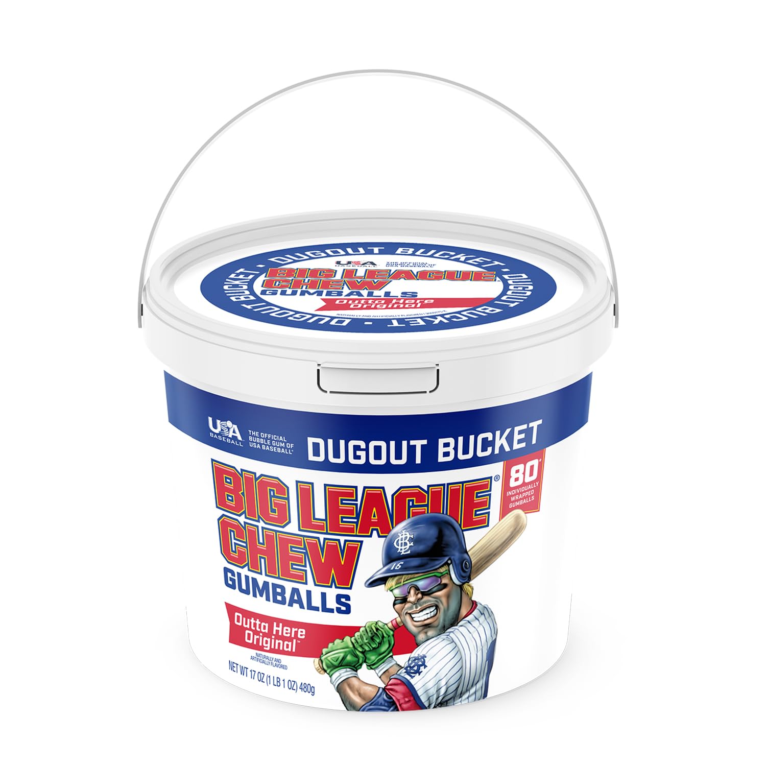 Big League Chew Gumballs 80 Count Individually Wrapped Bucket