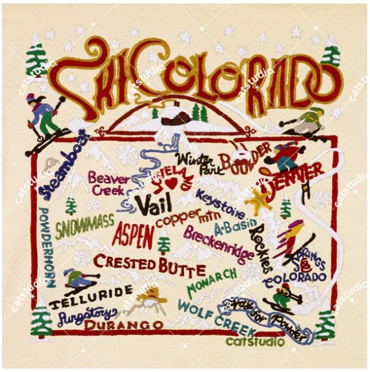 Ski Colorado Fine Art Print Framed 10"x10" Catstudio