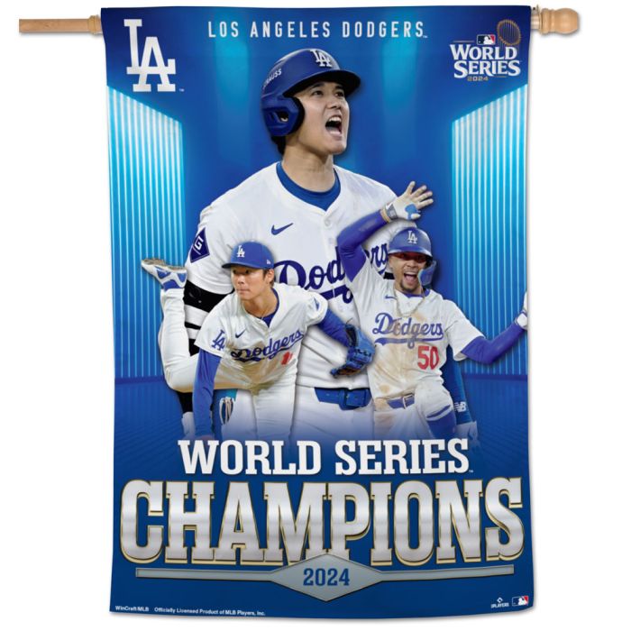 Los Angeles Dodgers 2024 World Series Champions Vertical Players Flag - 28x40"