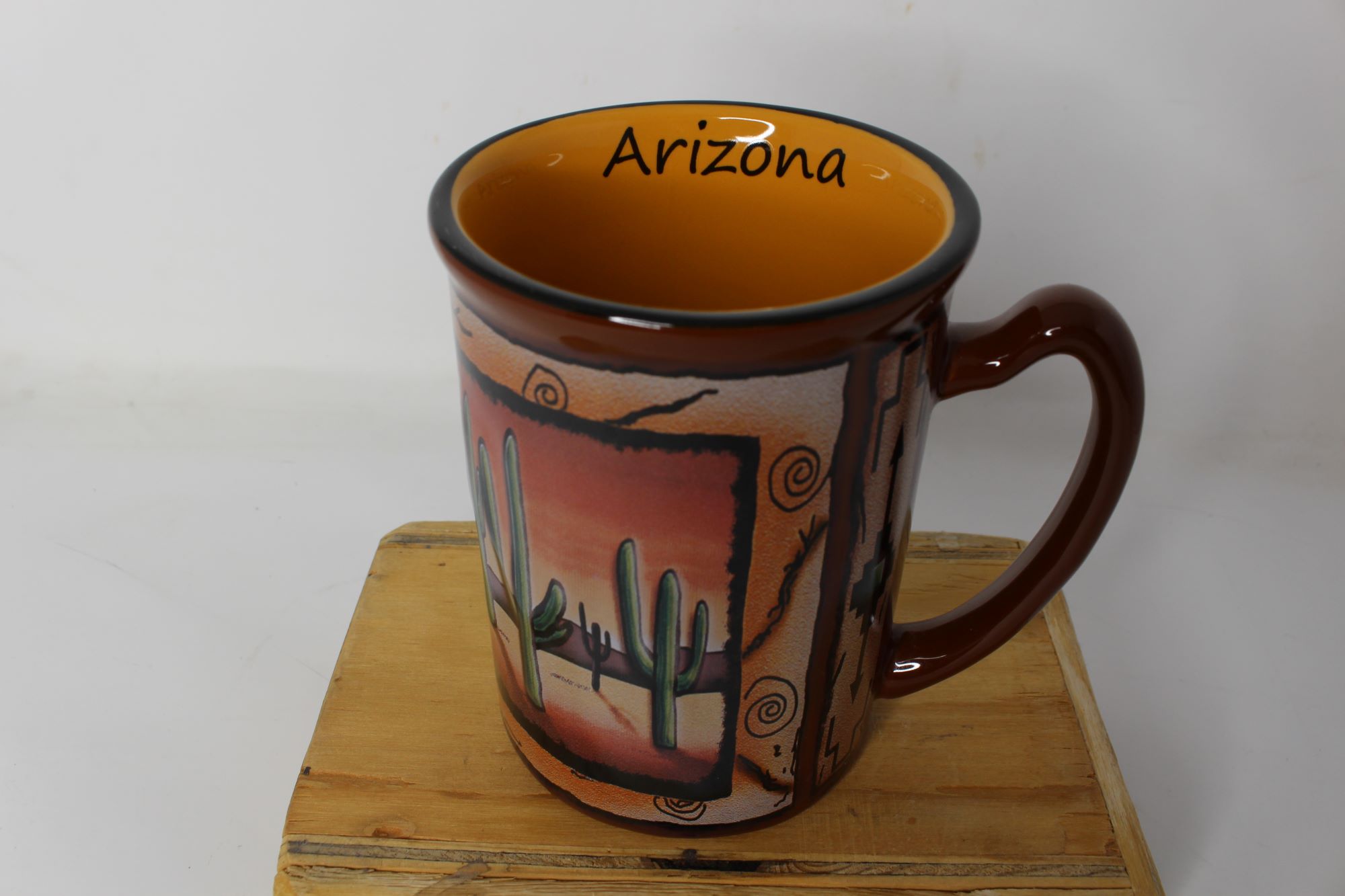 Mug - Brown Embossed Cactus ***